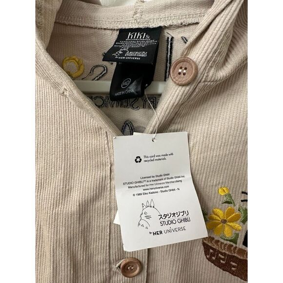 Studio Ghibli Kiki’s Delivery Service Jiji Floral Women’s Corduroy Jacket Size M - Picture 6 of 12